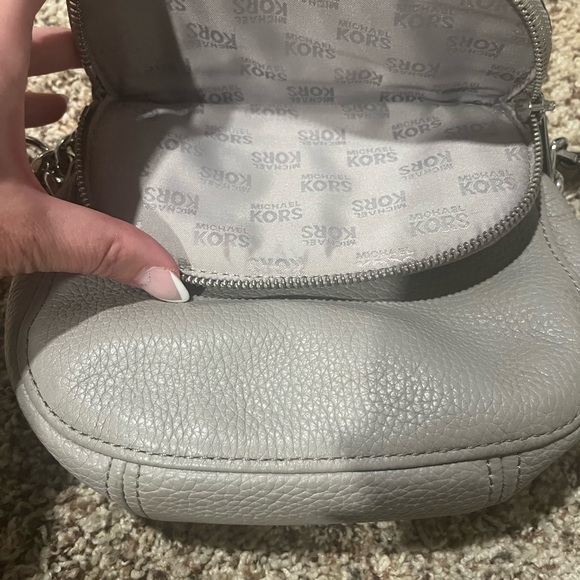 Michael Kors half dome grey leather crossbody purse. (Lightly used) - Picture 2 of 4